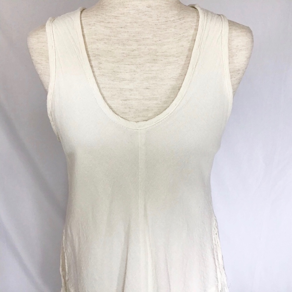 Vtg Jennifer McNeill Dress Size S Natural White Textured 100% Cotton Fringe Boho - Picture 3 of 9